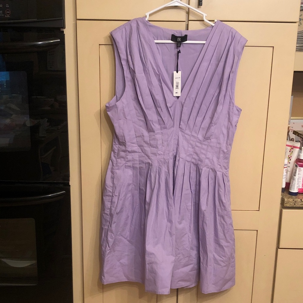 Banana Republic New w Tag Lavender Pleated V-Neck Mini Dress size 16